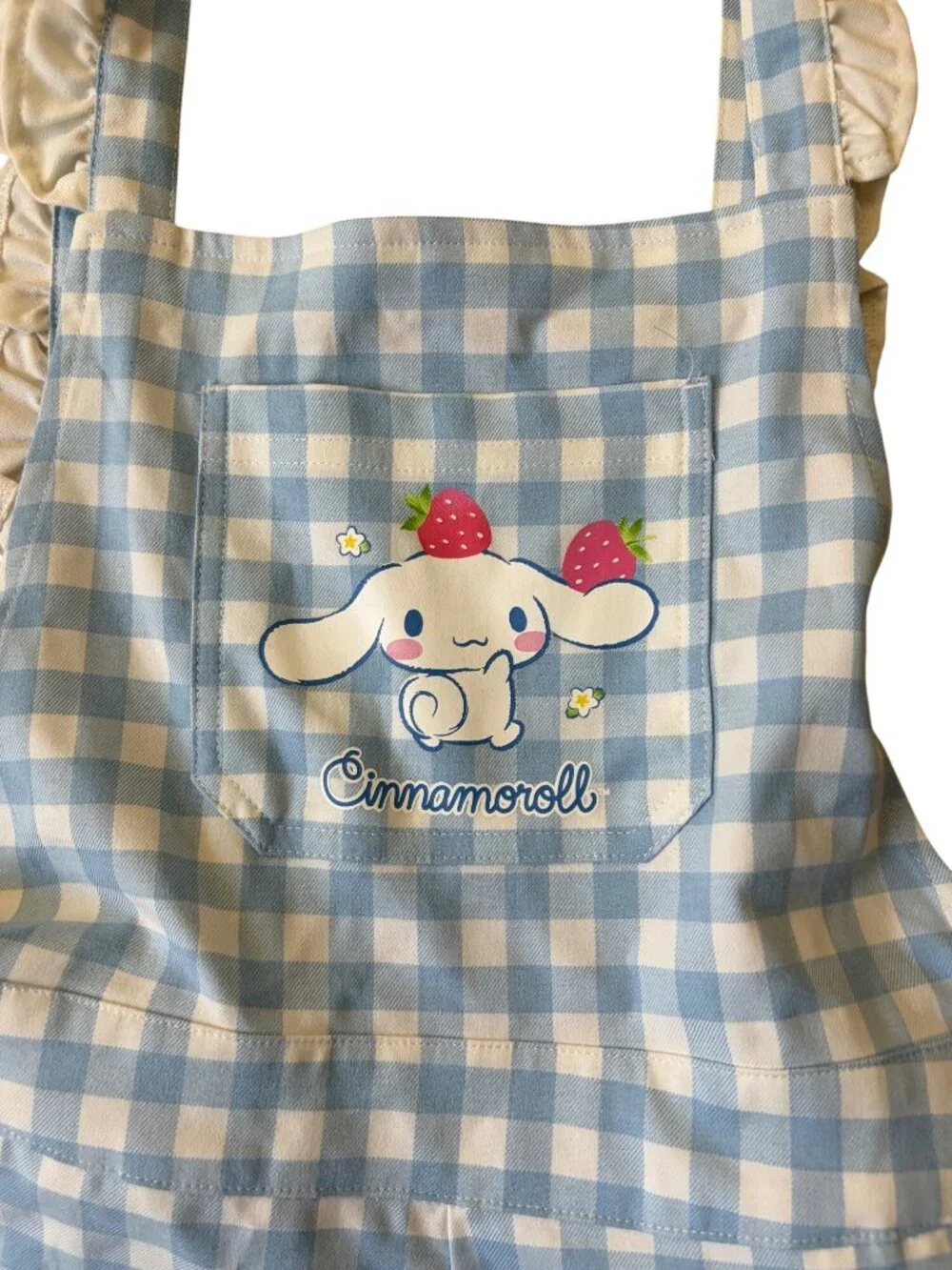 Cinnamoroll Sanrio Gingham Strawberry Ruffle Shortalls Womens L Kawaii Picnic